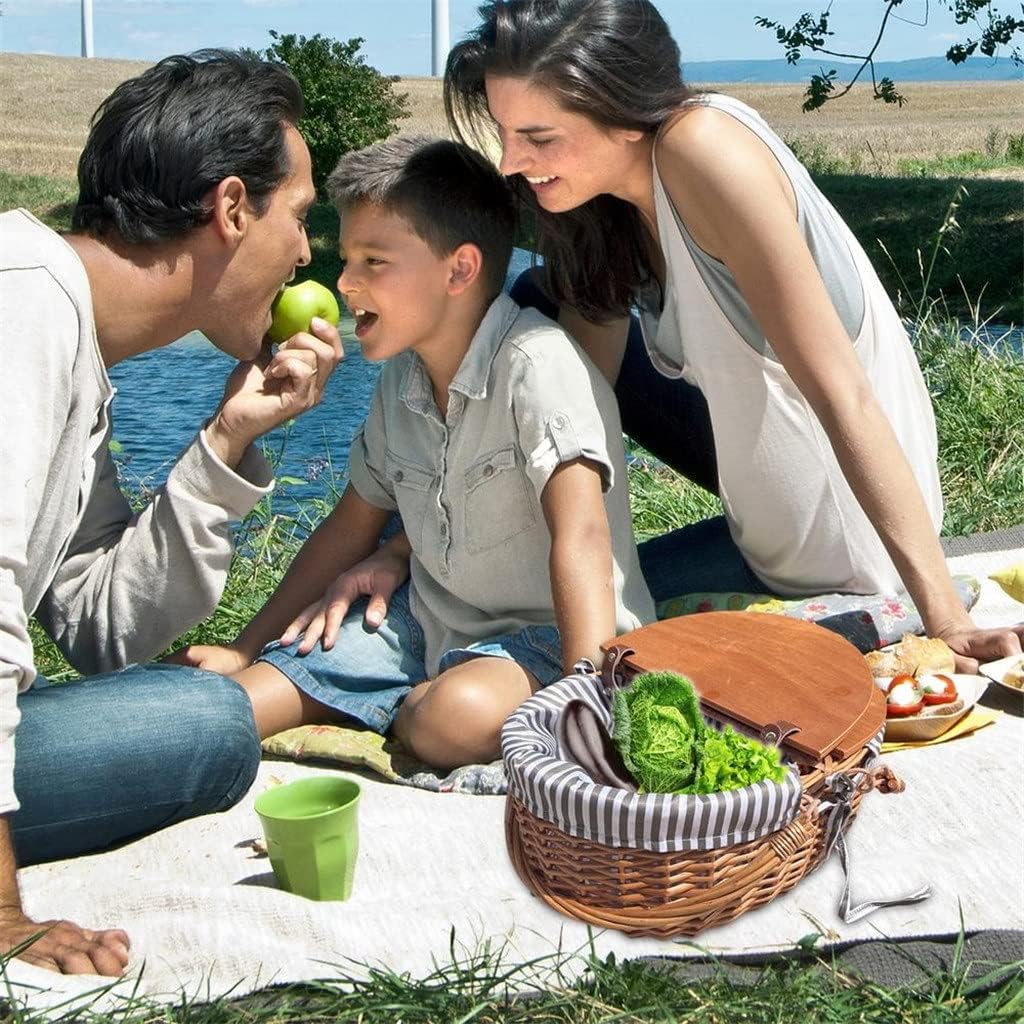 Vintage-Style Wicker Picnic Hamper Lining Picnic Hamper Woven Natural Woodchip Wicker Basket With