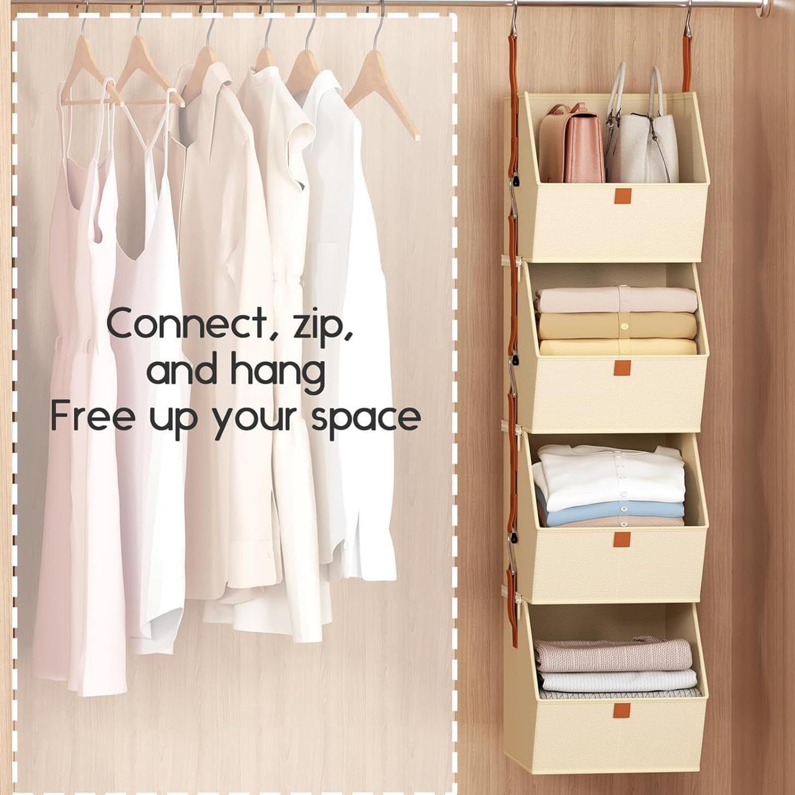 Hinter Der Tür Organizer 4-Etagen Kleiderorganizer | Kleiderschrank Aufbewahrung Für Kleidung Für Wohnung Schlafzimmer Studentenwohnheim Kinderzimmer Büro Garage Schuhe Taschen