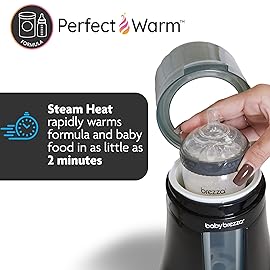 Baby Brezza Fast Baby Bottle Warmer - Baby Milk + Breastmilk Warmer Defroster - 2 Unique Temperatures for Breastmilk + Formula - Universal Fit for All Bottles, Bags + Jars