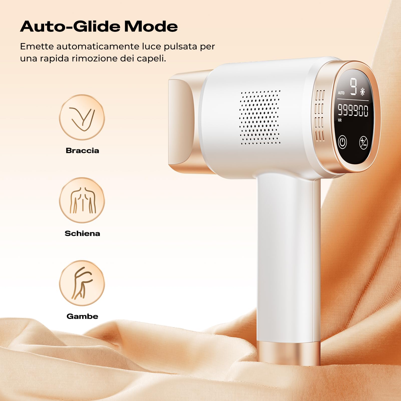 21J Epilatore Luce Pulsata con Raffreddamento a Ghiaccio 8°C,Epilatore Laser a 9 Livelli e Luce Rossa 600NM,Epilatore a Luce Pulsata Touchscreen per Uomini,Donne,Viso,Braccia,Zona Bikini,Corpo