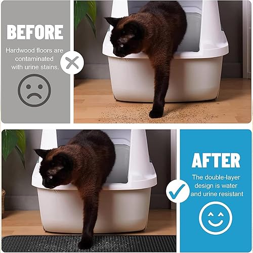 Miniatura 7 de Tapete para caja de arena, 24 x 35 pulgadas26 x 46 pulgadas, doble capa, fácil de limpiar, para caja de arena, impermeable, a prueba de fugas,