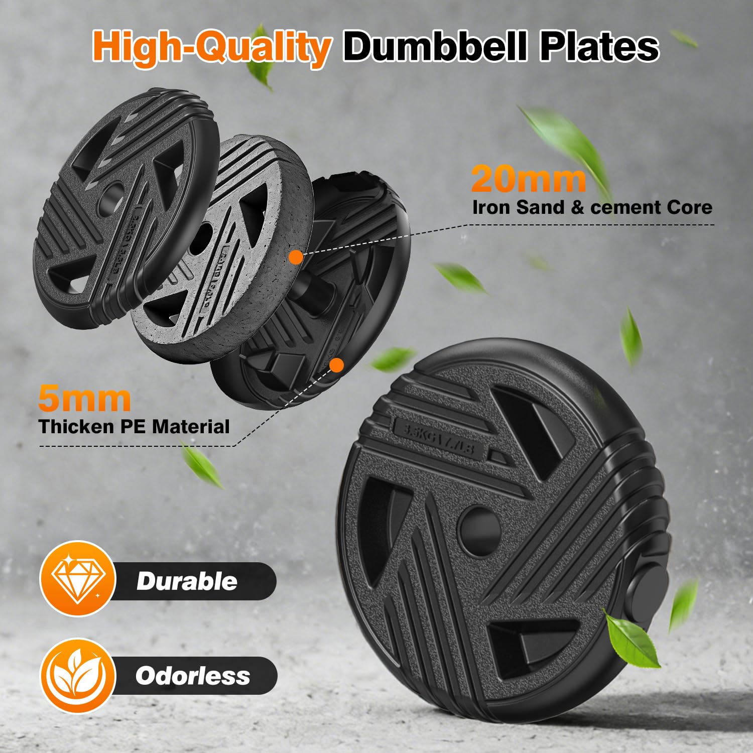 Adjustable Dumbbell Set with Connector for Home Gym Workout | 33/44/66/88lbs 5 in 1 Free Weights Dumbbells Set, Weights Set Used as Barbell, Kettlebells, Push up Stand, Weight Plate