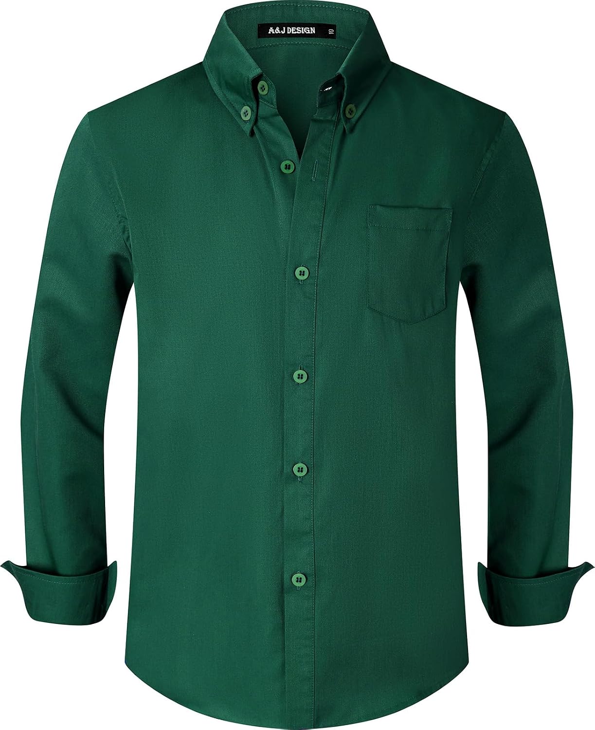 A&J DESIGN 8-16Y Boys Long Sleeve Button Down Dress Shirt with Chest Pocket