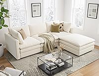 TXTINSCOUCH Cloud Couch L-Shaped Sectional Sofa with Ottoman - 29" Deep Plush Seat, Modular 4-Seat Modern Living Room Couch