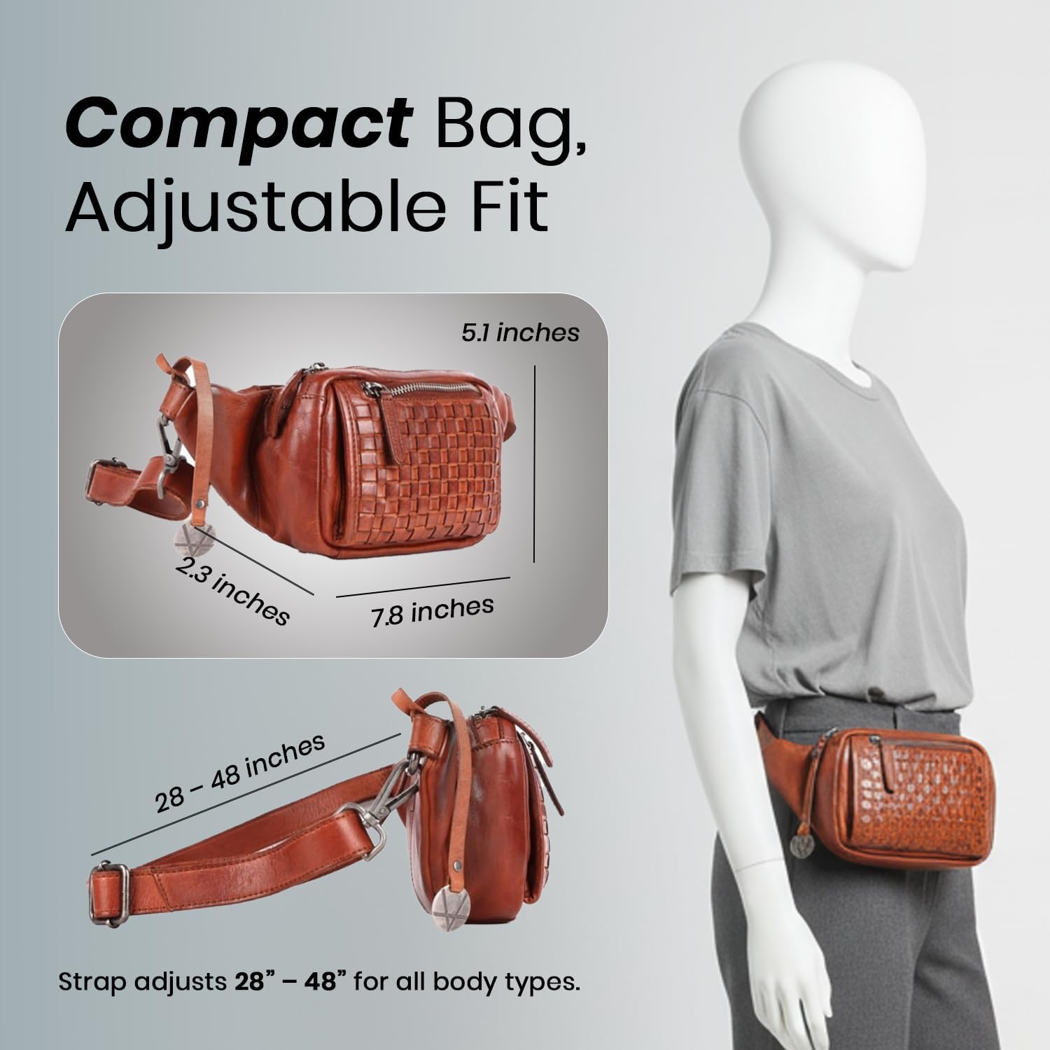 Genuine Leather Waist Bag Unisex, Waist Bag for Travel Trendy Casual Travelling Essentials Kept Bag Stylish, Durable, and Secure Travel Companion(VL-094-COGNAC)