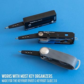 قلم Keyport Mini - قلم EDC صغير ممتاز - قلم مسطح صغير مصمم لمنظمي المفاتيح وحاملي المفاتيح وحافظات المفاتيح - قم بتدوين الملاحظات في أي مكان - يستخدم عبوات قلم Troika Micro Ballpoint القابلة للاستبدال (حبر أسود)