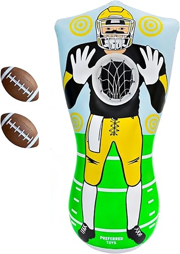 Miniatura 8 de Juego inflable de fútbol de 65 pulgadas, juego de lanzamiento de red de doble cara con mini bolas, juguete deportivo para fiestas en el patio