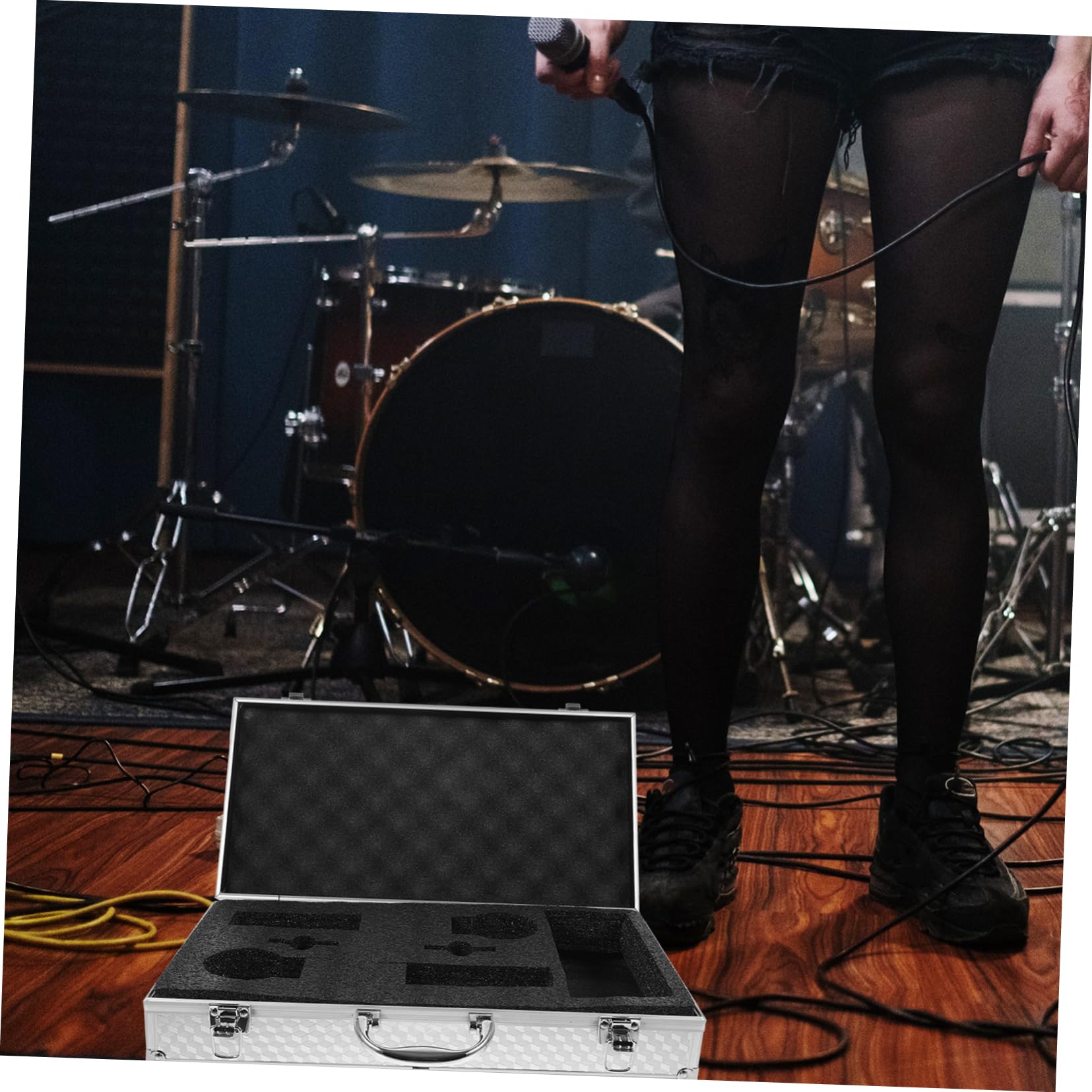 Custodia in Lega Alluminio Per Microfono Wireless Valigia Protettiva Robusta Per Microfoni Palmari Custodia Da Trasporto Leggera e Portatile