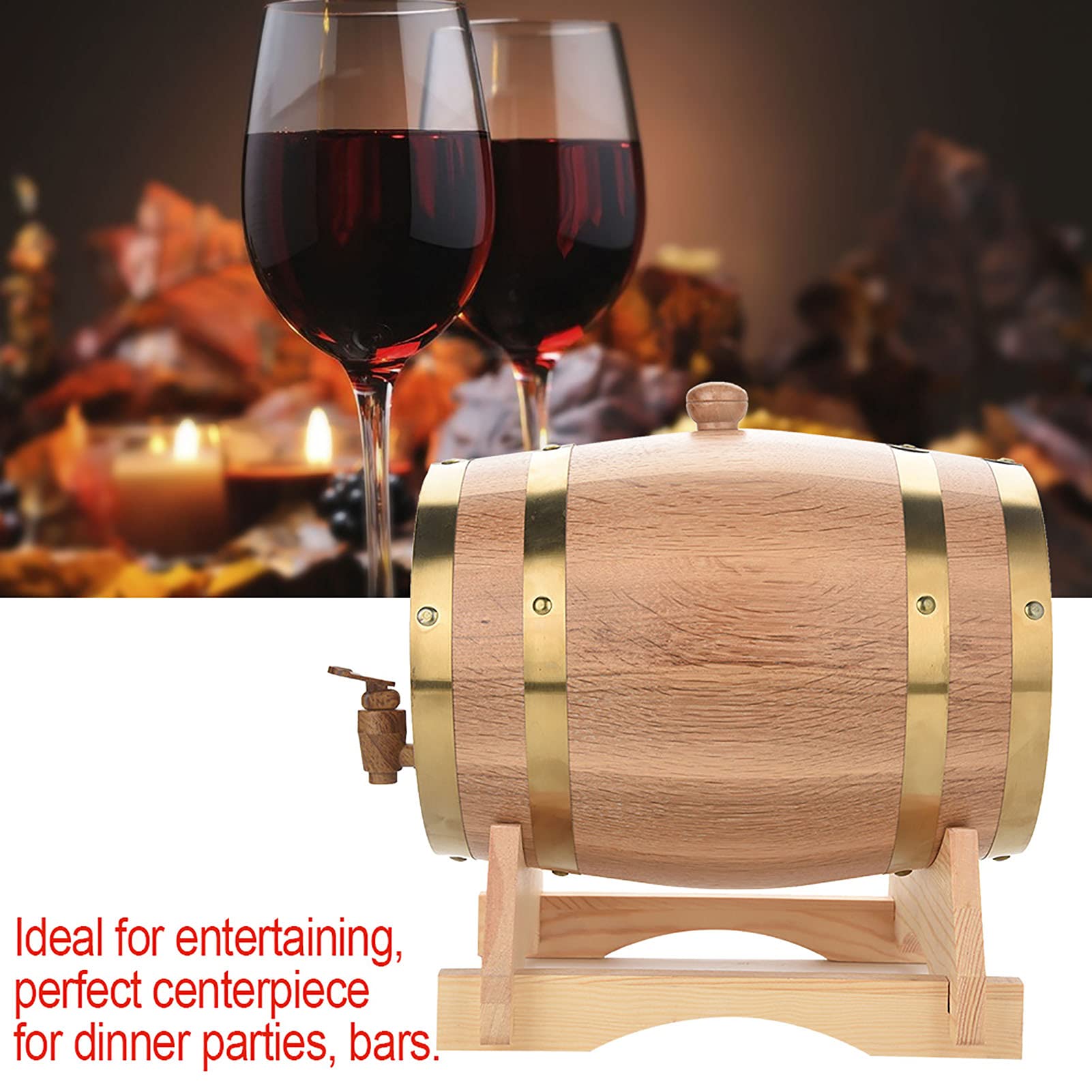 Cocoarm Botte di Vino Vintage in Legno di Quercia per Birra, Whisky, Rum, per la Conservazione di Vino Pregiato, Brandy, Whisky, Tequila (5L)