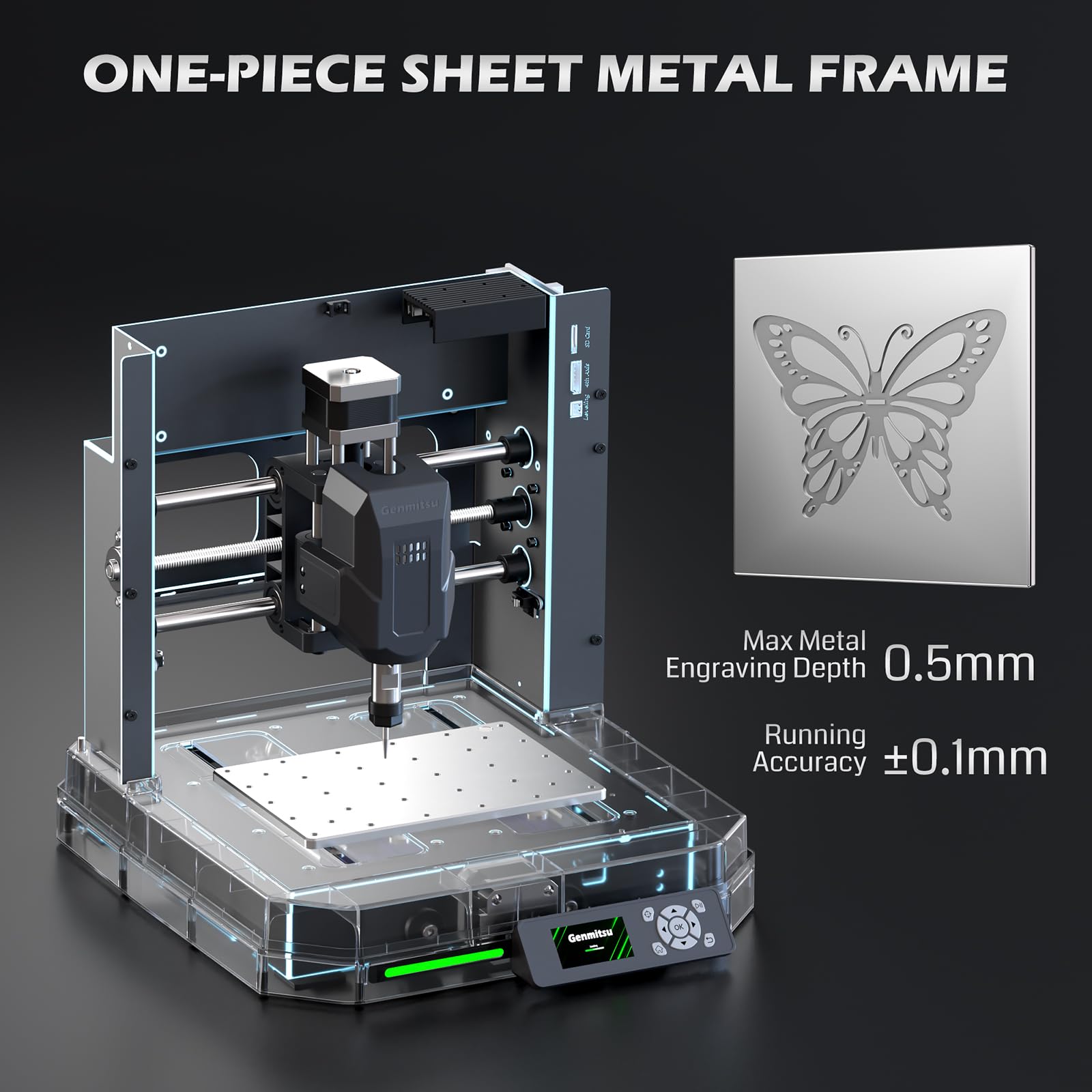 Genmitsu Cubiko Fraiseuse CNC de Bureau, Machine de Gravure Précise pour PCB, Bois et Métal Mou, Palpage Z Automatique et Wi-Fi, Prête à l'Emploi (Zéro Assemblage) avec Boîtier de Sécurité