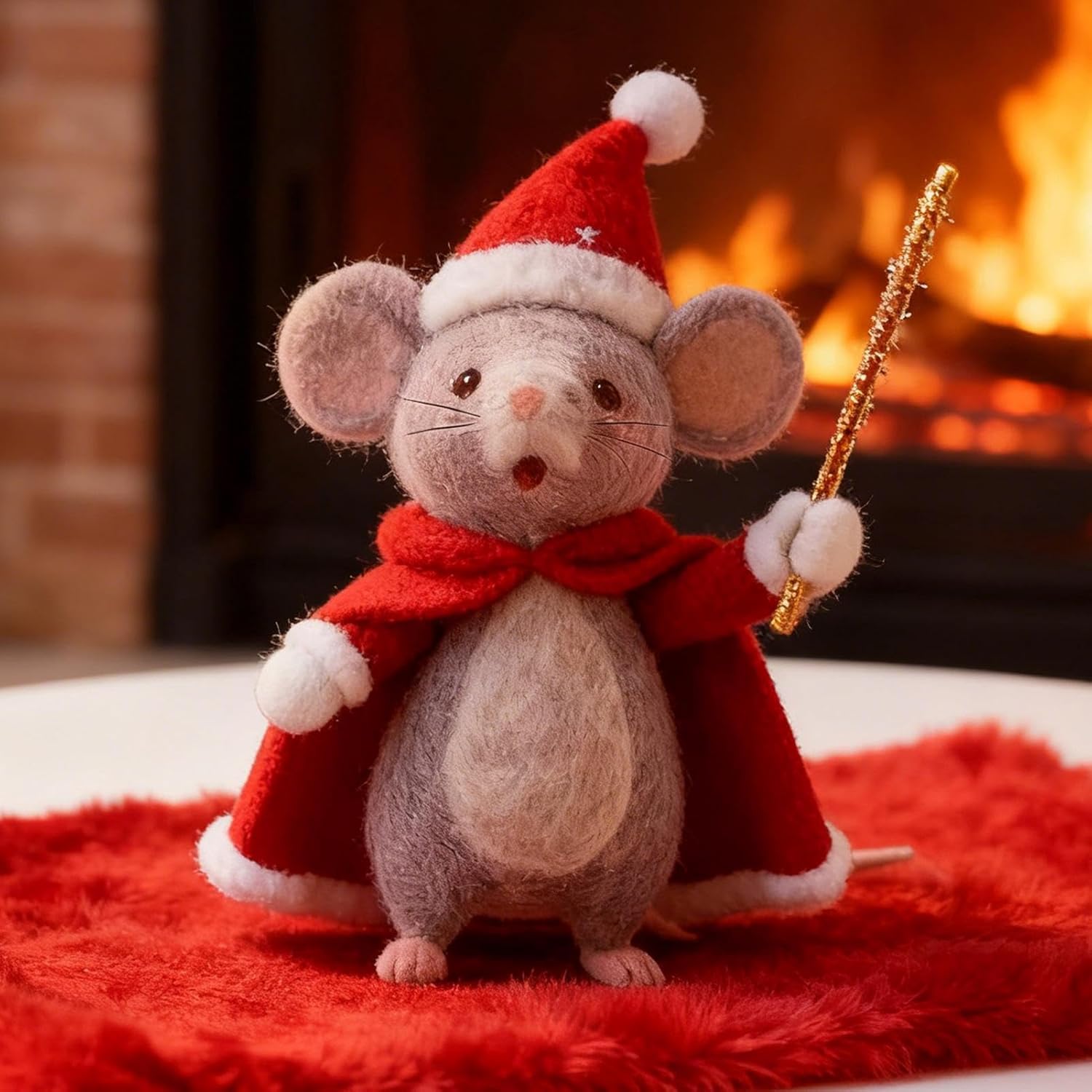 Felt Mice Christmas Decorations, 5 Pieces Handmade Christmas Mouse Ornament, Felt Animals Ornaments for The Home, Animal Figures Decorative Home Accessories for Shelf Bookshelf Tabletop Bedroom Desk