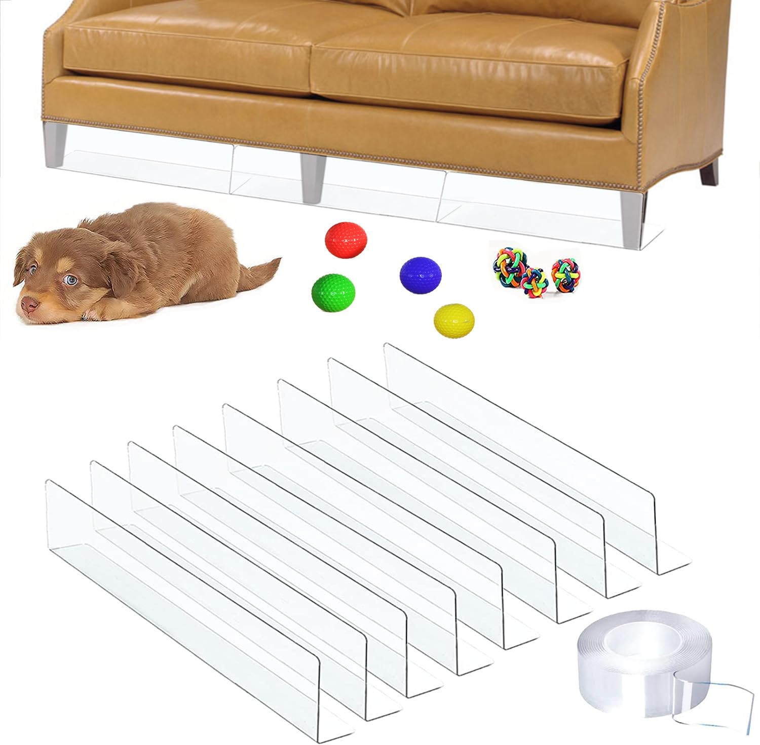 TYZYGMY Toy Blockers for Furniture,Clear Blocking Board Stop Toy from Going Under Couch Sofa Bed 16" L x 3.15" H (8 Pack)
