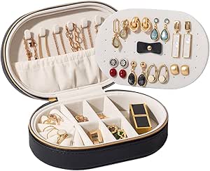 Black Travel Jewelry Organizer Case – Compact Storage Box for Rings, Earrings, and Necklaces main image 0