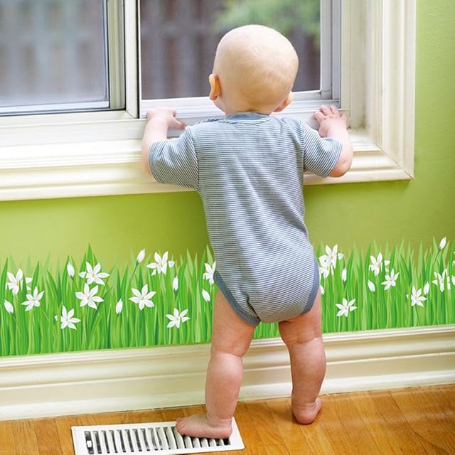 Winhappyhome Sayuri Grass Baseboard Skirting Corner Line Wall Art Stickers Decor Decals Kids Room Bedroom Living Room Entrance Nursery TV Background Wall Wardrobe Renovation Sticker