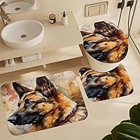 Vista 6 de Juego de 4 cortinas de ducha con diseño abstracto de animales y perros, estilo acuarela de pintura al óleo, bonito estampado de pastor alemán