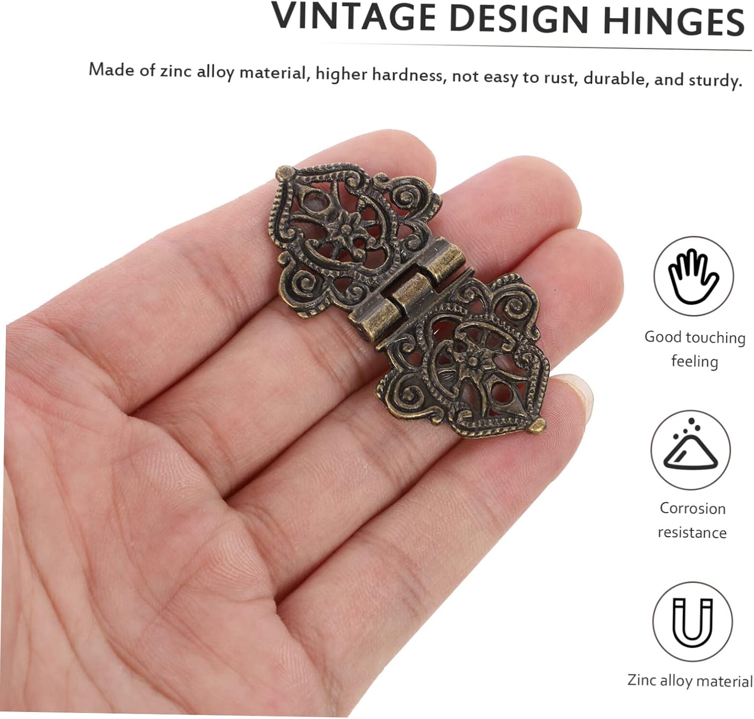 Hasp Latch,Latch Lock,Toggle Latch,Latch Clasps,4pcs Hinge Vintage Jewelry Box Antique Cabinet Buckle Vintage Design Hinges Brass Decor Hasp Lock Vintage Wooden Case Hinges(Bronze)