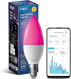 Tapo L430C Smart Bulb, Alexa Light Bulbs, LED Light Bulb, E14 Smart Light Bulb, 470 Max Lumens, Dimmable, Colour Changing …