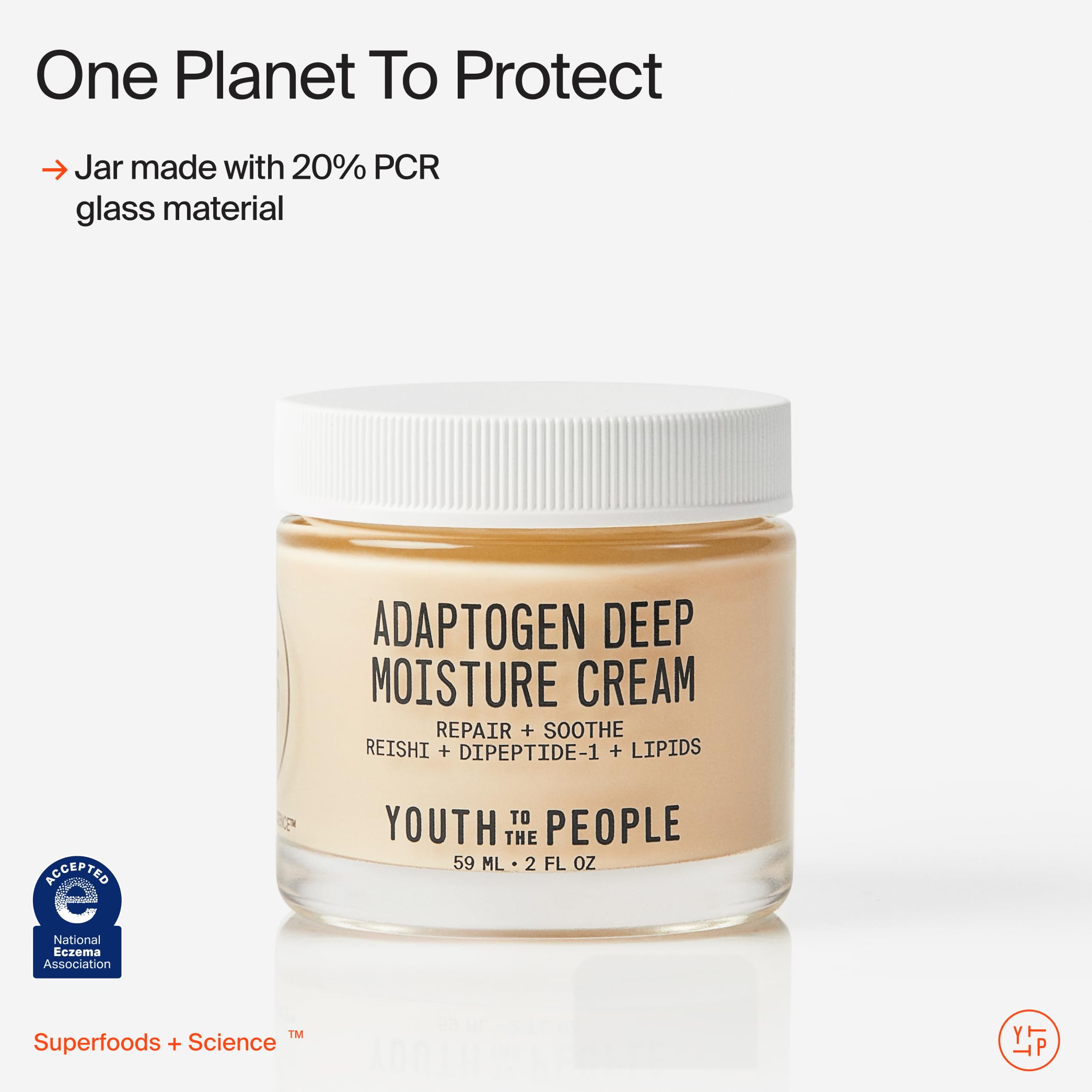Youth To The People Adaptogen Skin Repairing Moisture Cream, Hydrating Face Moisturizer for Sensitive & Dry Skin, Soothes Skin Barrier, Dermatologist Tested, Fragrance-free, Vegan - 2 Fl Oz