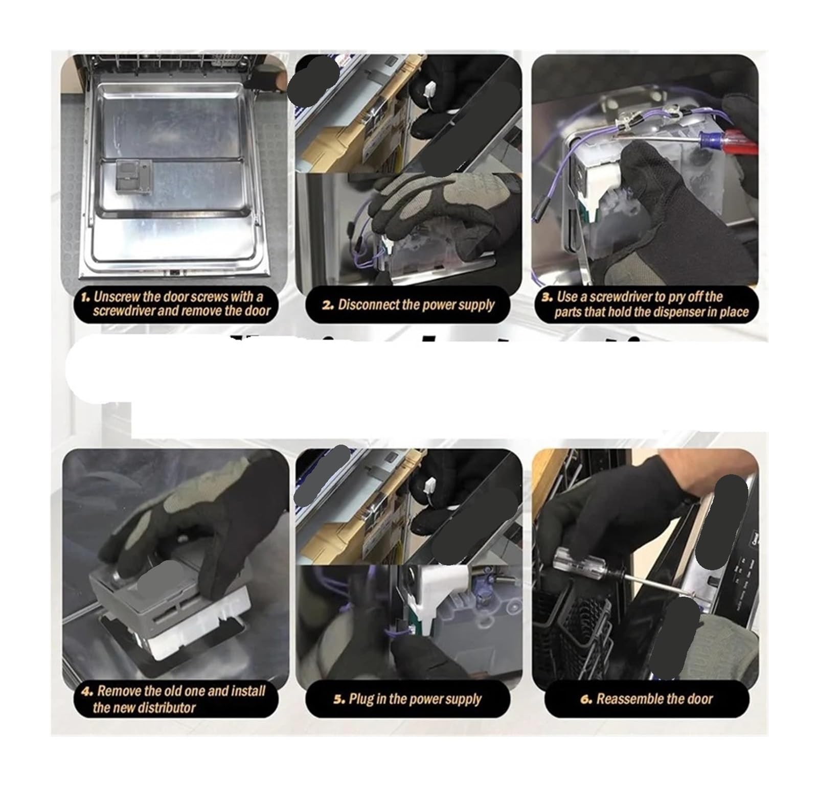 ABKP-W10861000 Dosatore detersivo for lavastoviglie, con parti di ricambio | Set dispenser ABKP-W10861000 abbinato ai pezzi di ricambio di supporto