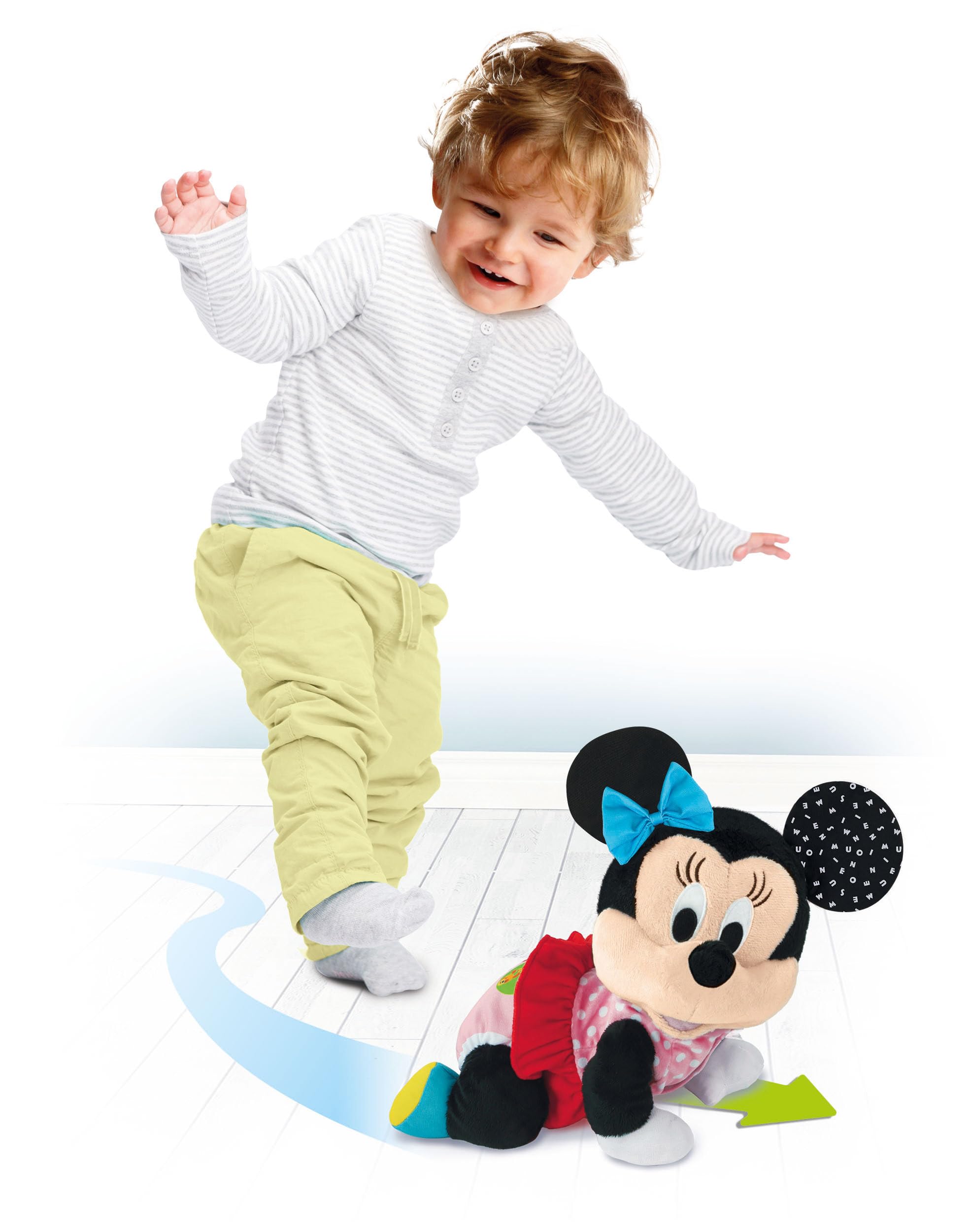Clementoni Disney Baby Baby Minnie Gattona con Me, Minni Peluche per Imparare a Gattonare, Gioco Prima Infanzia Bambini 6-36 Mesi, Insegna Numeri e Versi degli Animali, Lingua Italiana, 17992