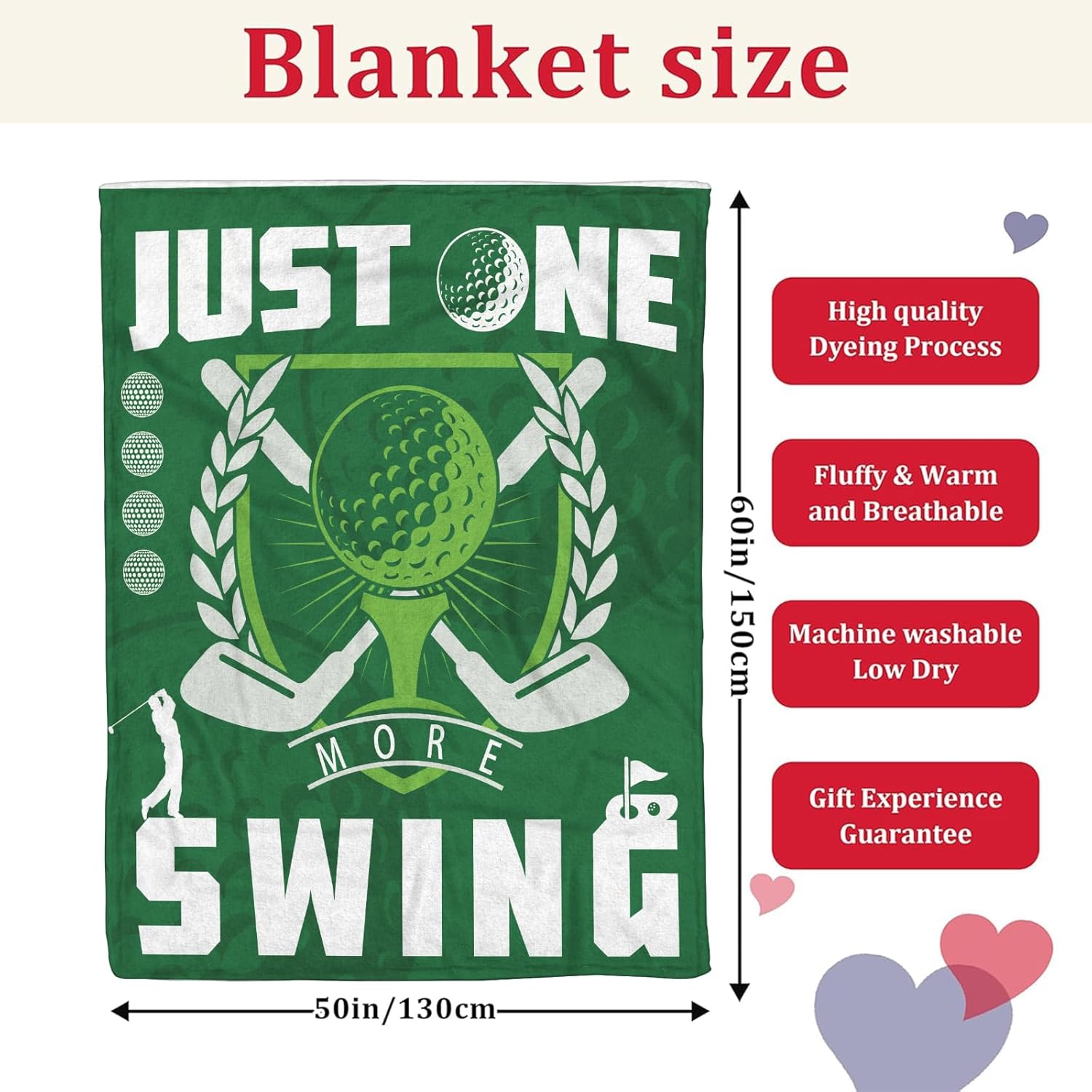 Funny Golf Throw Blanket, Green Golfer Decor for Couch & Sofa – Gift for Golfers, Men & Women, Birthday Christmas Father’s Day Mother’s Day, Man Cave Accent, 50'' x 60'' Cozy Throw - Image 2