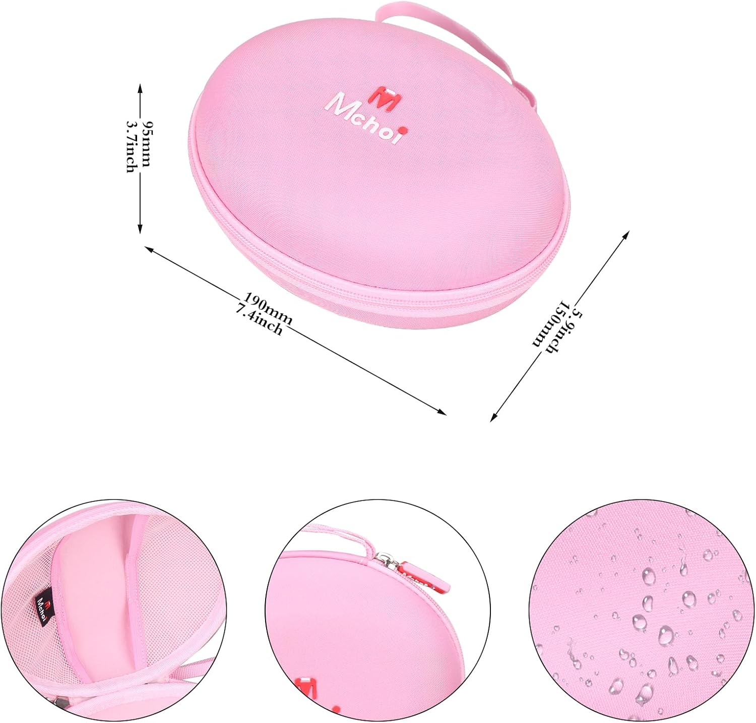 Mchoi Headphone Case Fits for Beats Studio Pro/Soundcore Anker Q20i/BERIBES/TOZO/KVIDIO/JBL Noise Cancelling Over-Ear Headphones, Case Only, Pink - Image 7