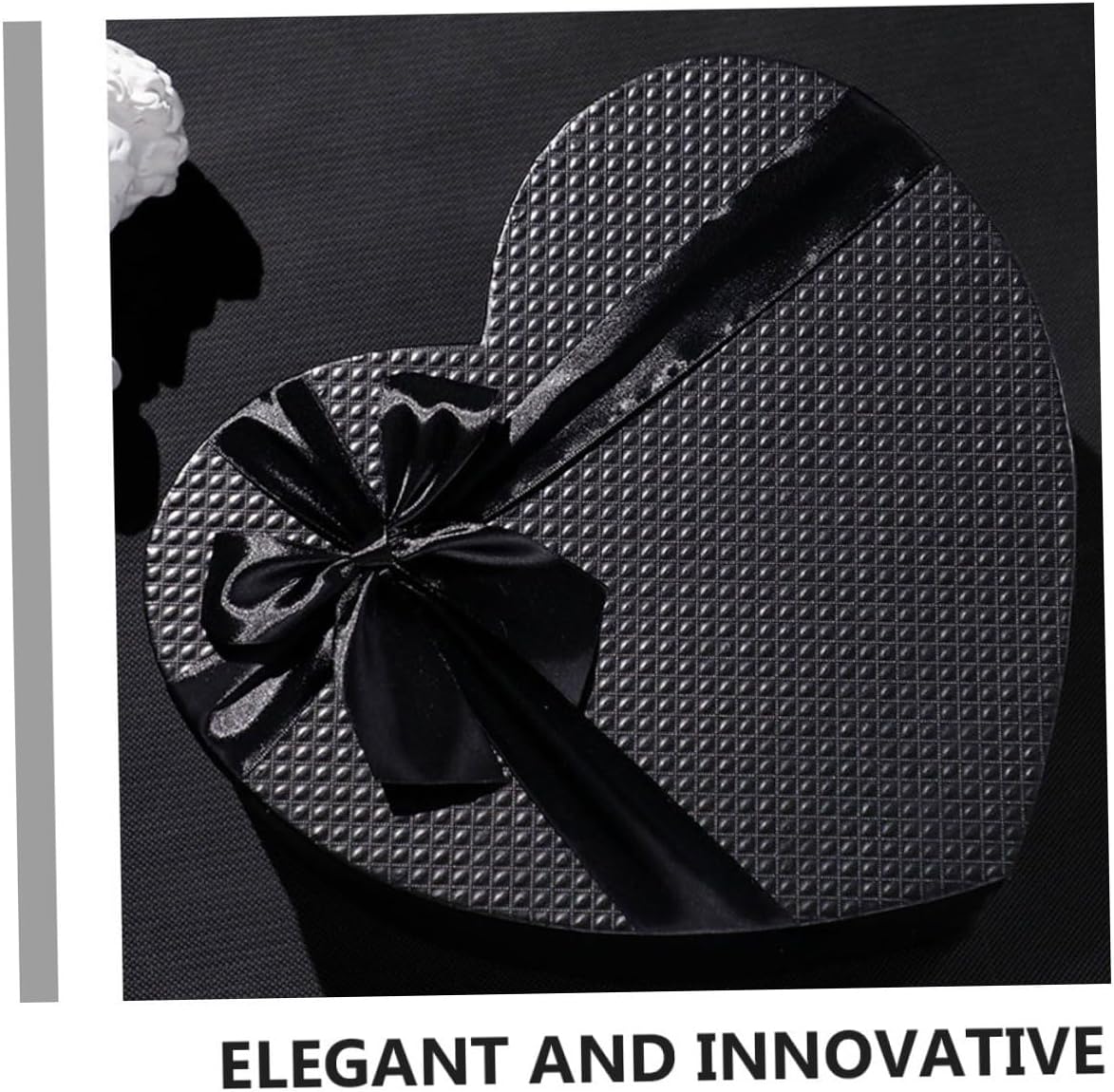 HANABASS Heart Shaped Box with Lid 2pcs Large Black Paper Boxes for Valentine's Day Chocolate Flowers Wedding Flower Arrangement Packaging