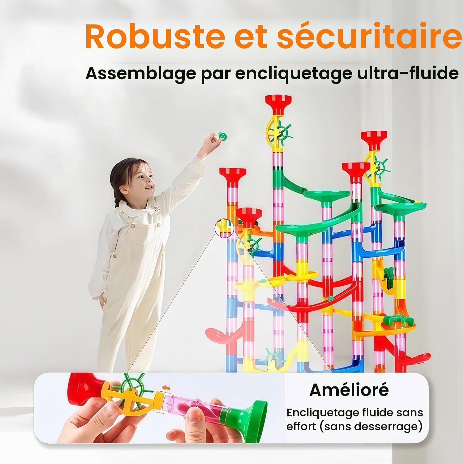 Marble Run 133 Pièces – 30 Billes – Jeux de Parcours à Billes STEM Construction Créatif – Cadeau Éducatif pour Enfants de 3 4 5 6 7 8 9 10 11 12 Ans Garçons Filles