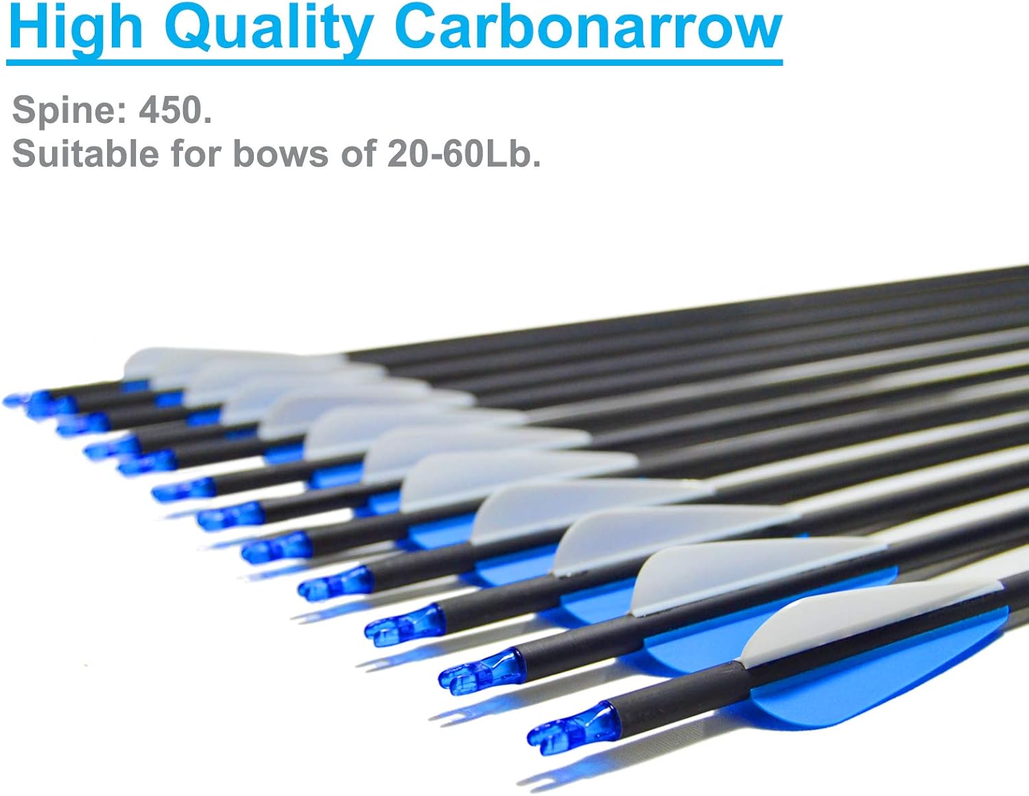 VNAKER Archery 30Inch Carbon Arrow Set with Arrow Quiver for Compound & Recurve Bow, 12 Pcs Arrow and 1Pcs Quiver (Blue) : Sports & Outdoors