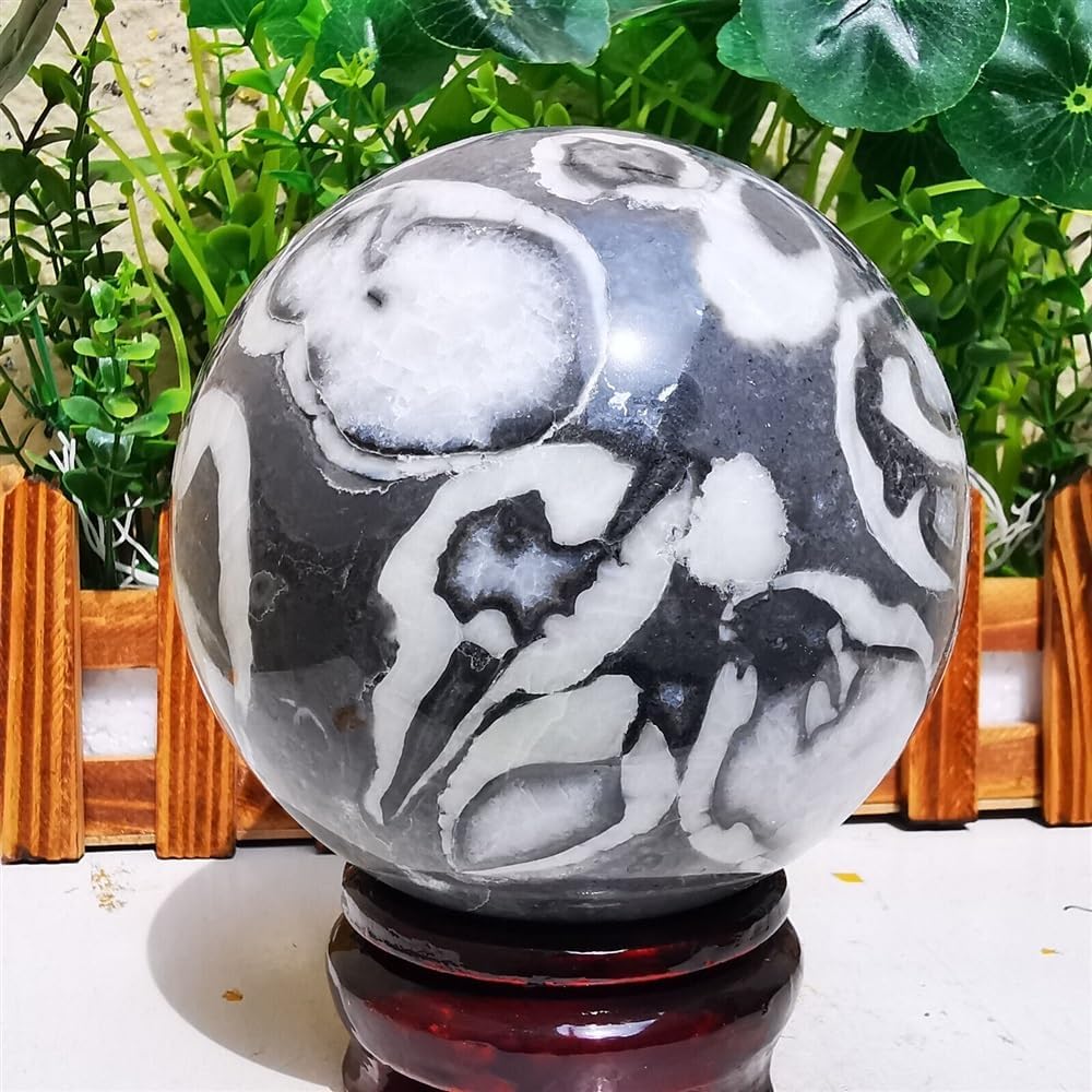 Shell Jasper Thousand Eye Stone Crystal Quartz Crystal Ball Ornaments (Size : 1000-1100g)