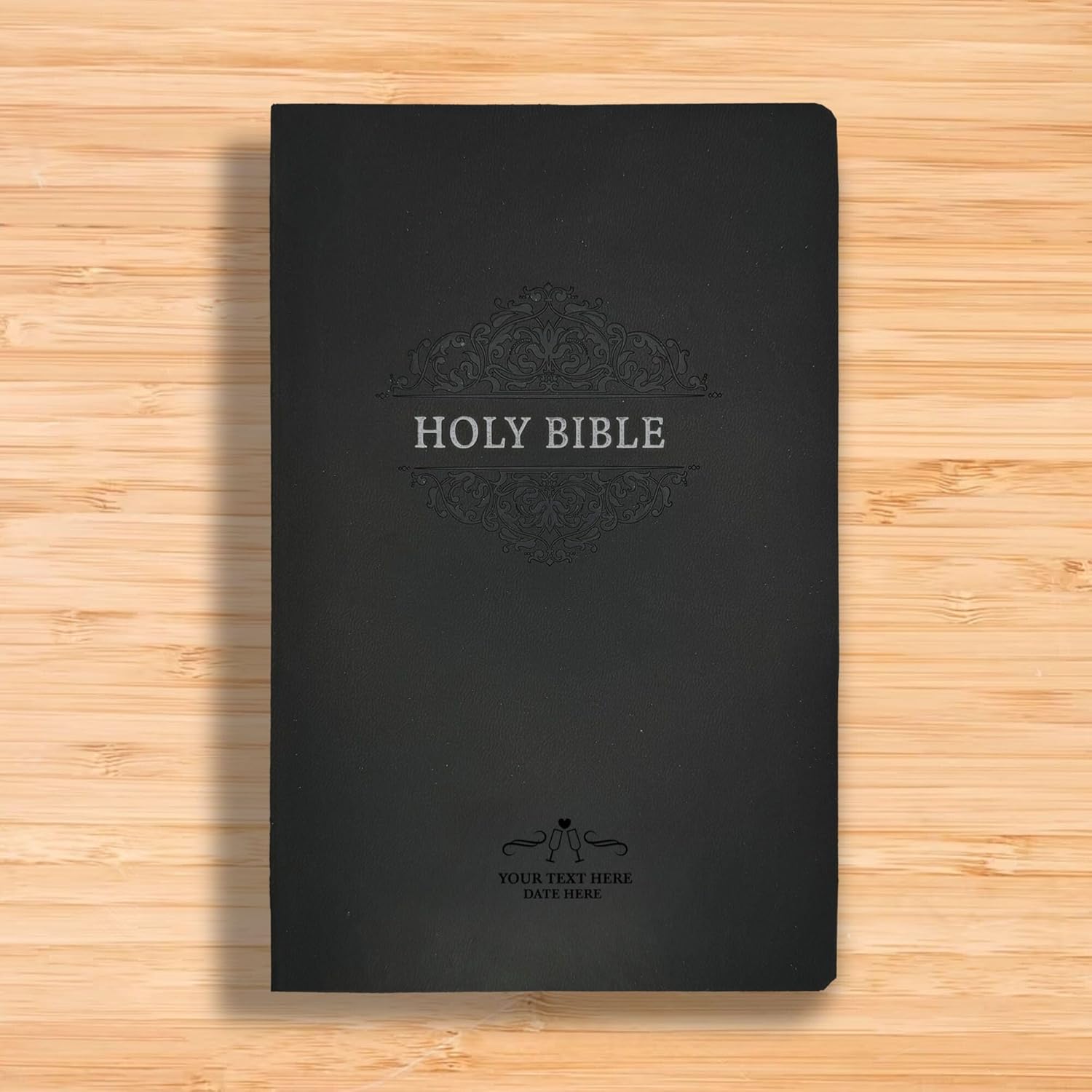 Personalized NKJV Holy Bible for Wedding Ceremony Faux Leather New King James Soft Touch Bible with Small Print Size | Faith Vows Gift with Custom Name | Groom Bride Officiant | Black