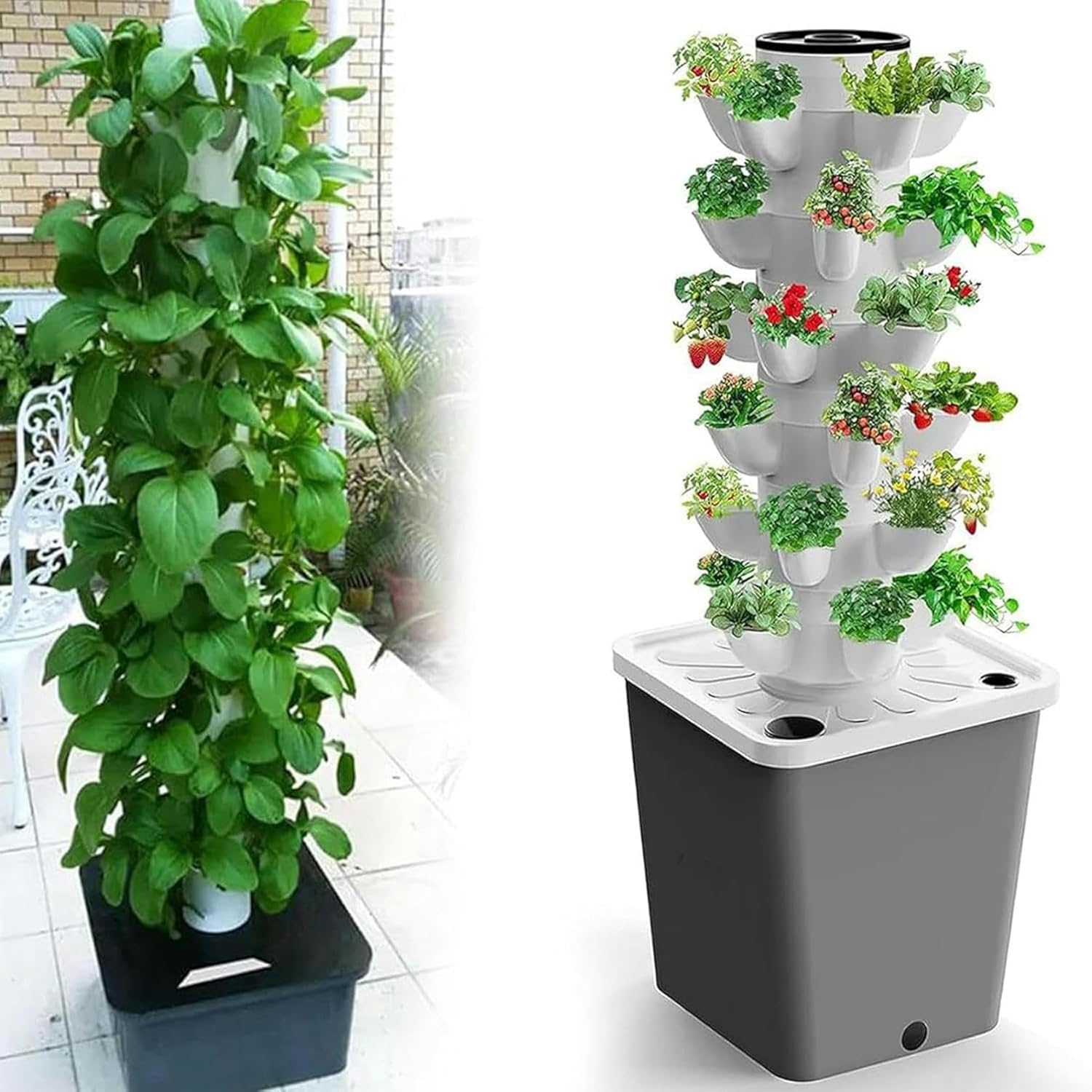 Garden Hydroponic Growing System, 15/20/25/30 Pods Hydroponics Tower, Aeroponics Grow Kit, ICS Planting System, Fruits and Vegetable 30Holes//1pc