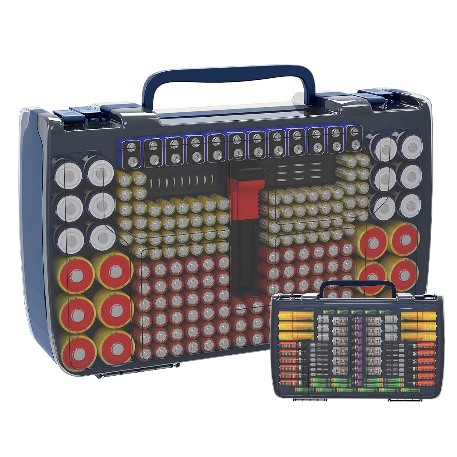 Battery Organizer Storage Case with Tester for 269 Batteries, Double Sides (Blue)