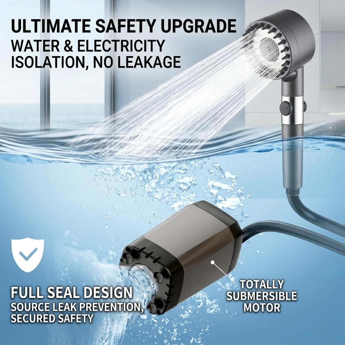 Douche portable avec chauffage, pompe de douche de camping portable à batterie 6000 mAh avec chauffage automatique de 1500 W, seau pliable de 19 litres, affichage numérique – Idéal pour la randonnée