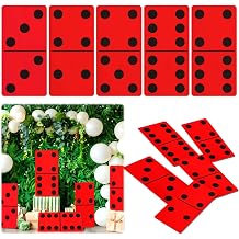 Giant Domino Decor for Casino Theme Party & Game Night - Jumbo 15.7x7.87 Cardboard Stand-Up Decoration | Reusable Havana Nights & Birthday Party Props 5 Pcs Large Domino Paper BoardRed