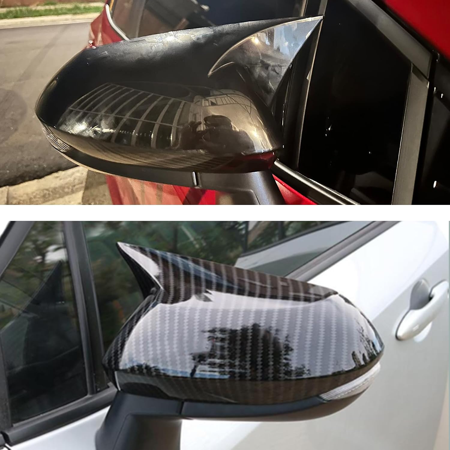 Side Door Rearview Mirror Cover Caps Fit for Toyota Corolla 2020 2021 2022 2023 Horn Style Carbon Fiber Style