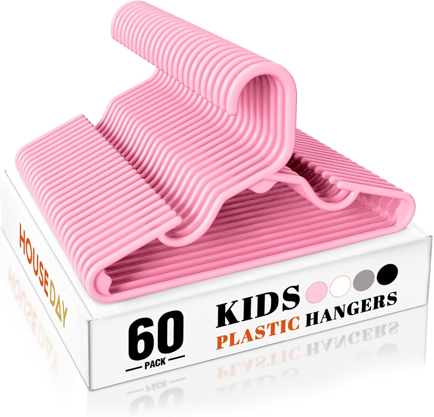 HOUSE DAY Premium Baby Hangers 120 Pack, 11 Inch Kids Plastic Hangers Pink, Slim Childrens Hanger for Infant, Toddler, Child Clothes, Non-Slip Sturdy and Durable Baby Clothes Hanger for Closet