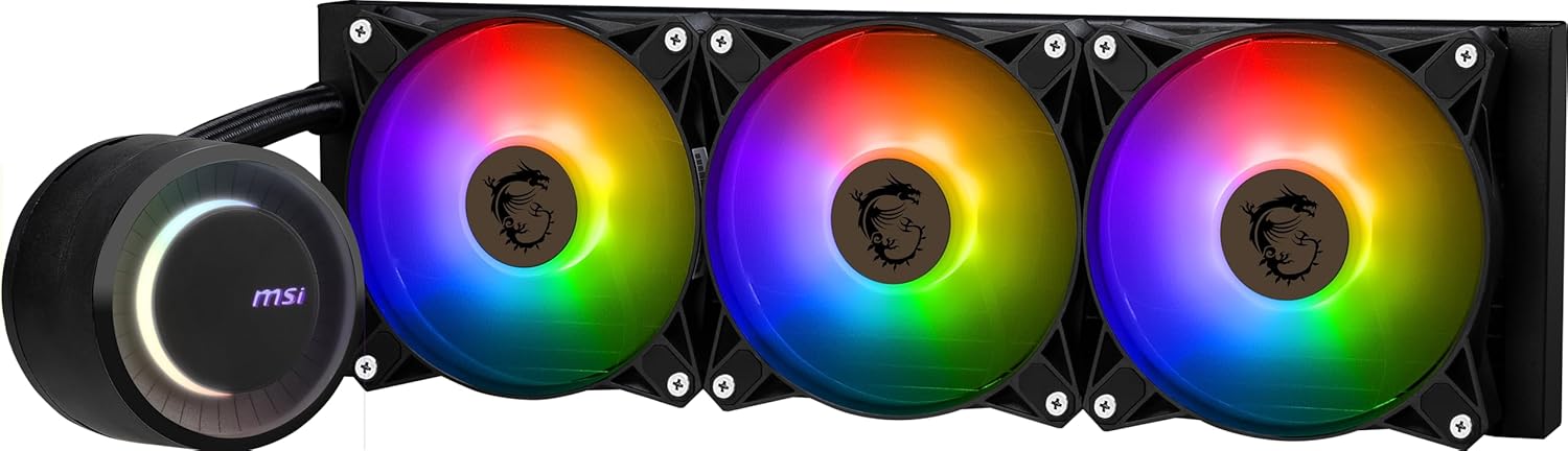 MSI MAG CORELIQUID E360 AIO CPU Liquid Cooler - Enlarged Copper Cold Plate, ARGB Blockhead & FDB Fans, Dual-Chamber Water Block, Split-Flow Radiator, Mystic Light Supported - AMD & Intel Compatible