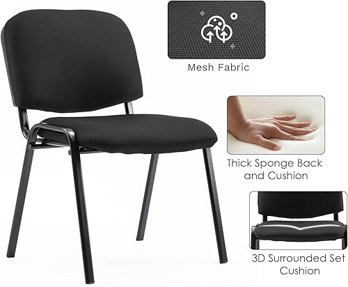 Miniatura 5 de Shunzhi Juego de 5 sillas apilables para sala de conferencias, sillas de malla para invitados, sillas de recepción laterales para sala de descanso,