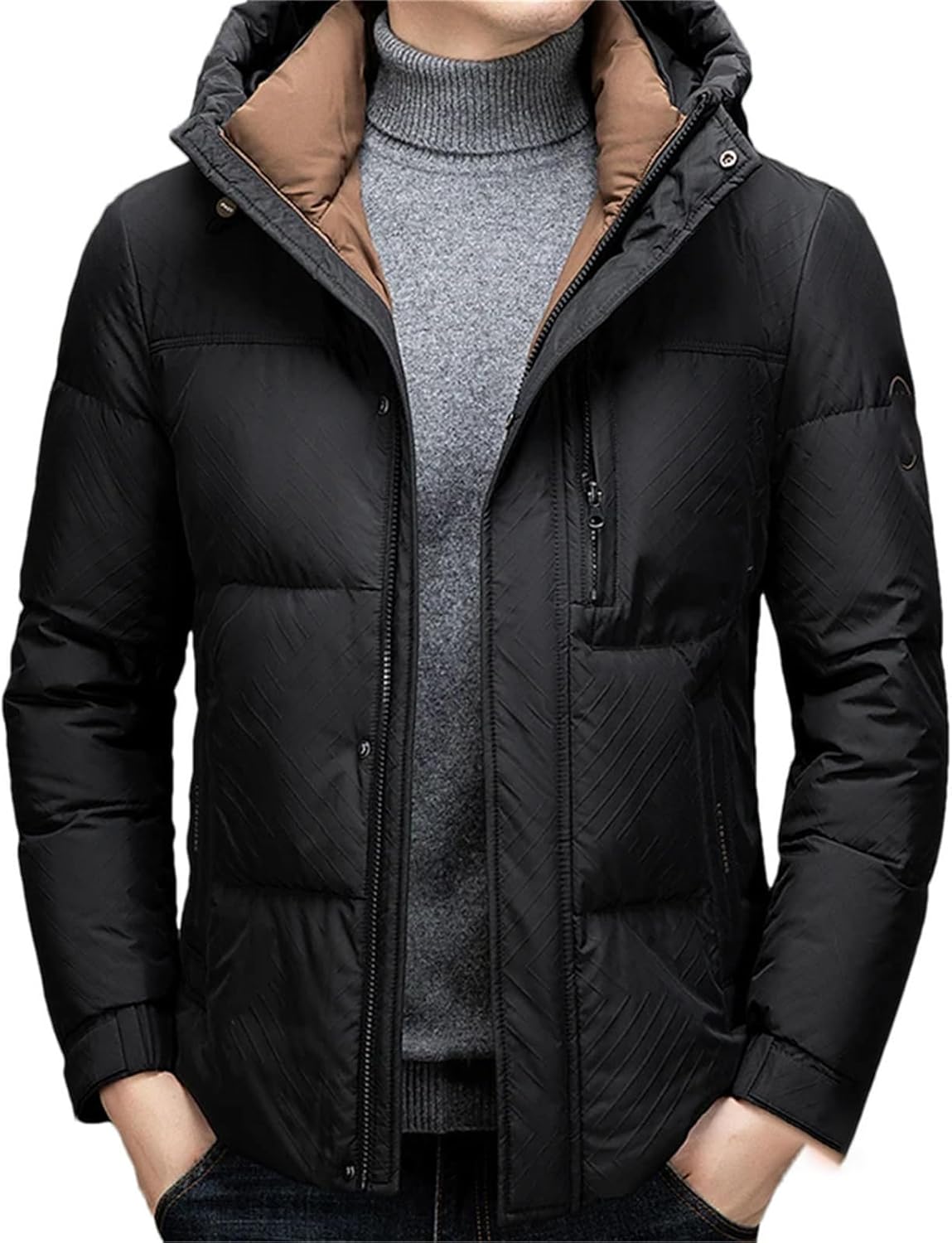 Men's Short Hooded Down Jacket Fashion Winter Coat Thickened Warm Top