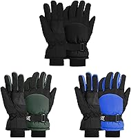 LYDTICK 3 Pairs Kids Waterproof Winter Snow Ski Gloves Boys Girls Toddler Mittens Outdoor Warm