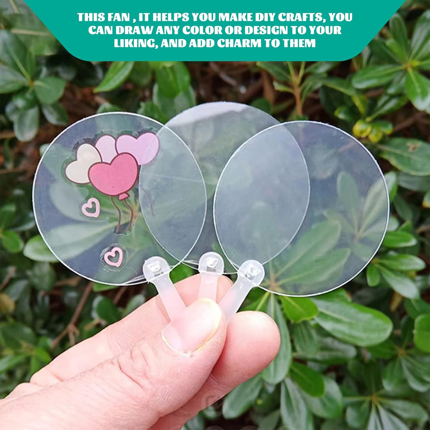 100Pcs Sublimation Fans Blank, Clear Plastic Hand Fan, Removable DIY Crafts for Kids, Adults Sublimation Fans Blank