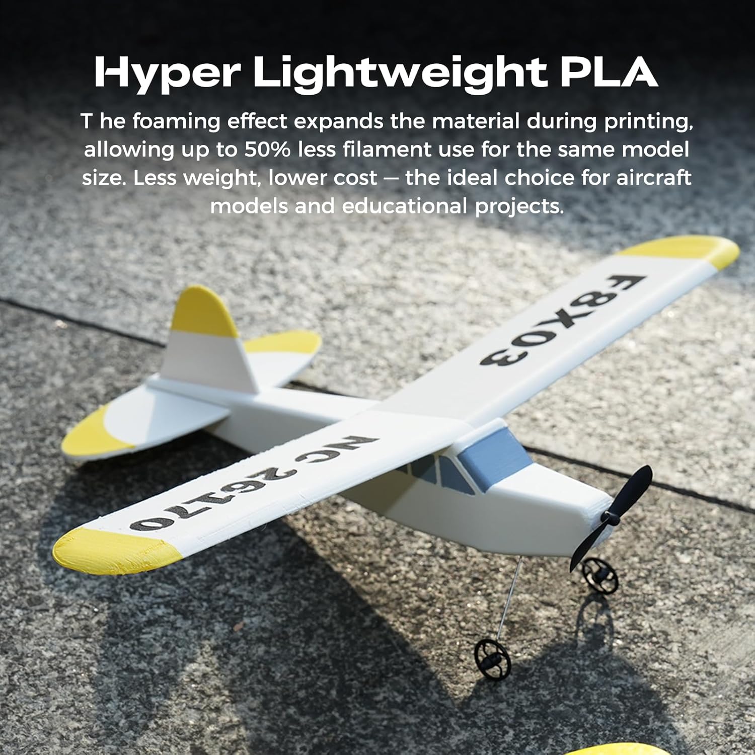 Creality Hyper Lightweight PLA Foam Filament, 1.75mm LW PLA with RFID Auto-Setup, Low-Density, Matte Finish, Easy to Paint, Ultra-Light for Aircraft & Models, 1kg Spool (Black)