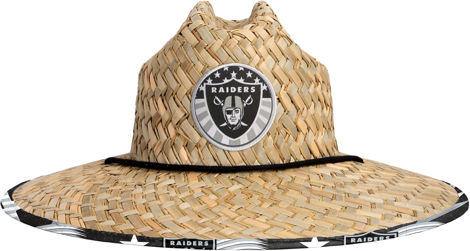 nfl team logo americana floral lifeguard beach straw sun hat las vegas raiders one size americana