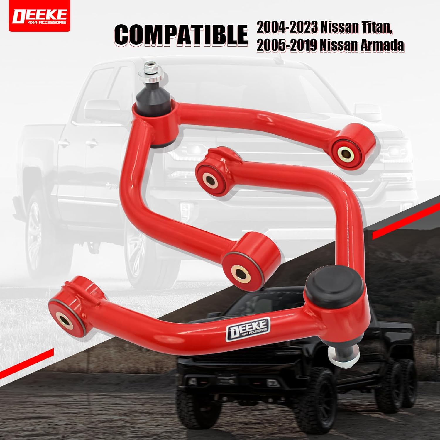 Front Upper Control Arms for 2004-2023 Nissan Titan.2005-2019 Nissan Armada,2-4" PU Bushing Suspension Control Arms(2PCS)