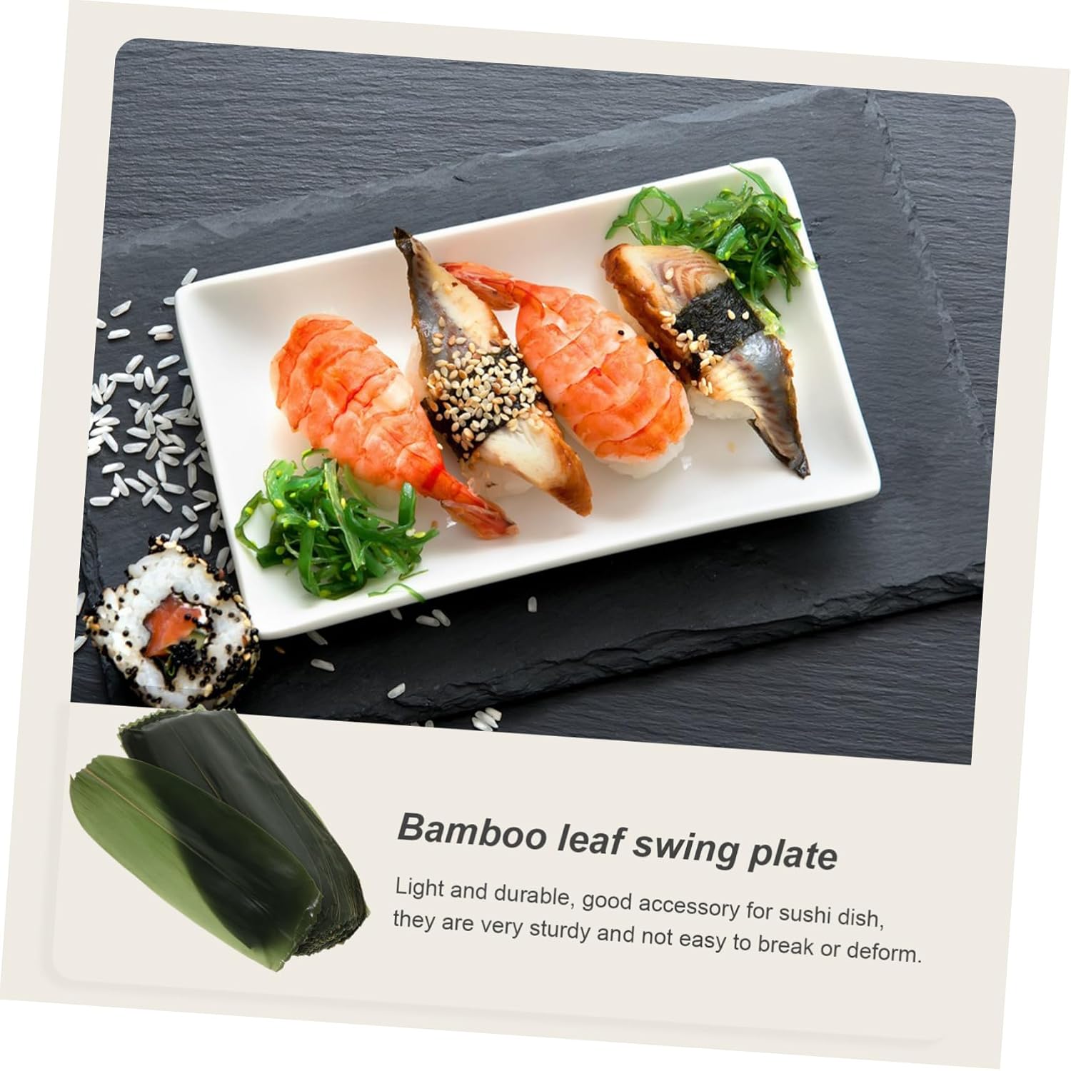 Mobestech 100pcs Sushi Platter Decorations Bamboo Leaf Arrangement Sashimi Dish Leaves