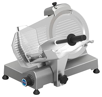 SIRMAN SMART 250-10 Entry Slicer 10" Chromium-Plated Blade, 0.25 Hp Air-Cooled Motor, Die-Cast Aluminum, Built-In Sharpener, Safety Hand Guard, Compact Commercial Meat Slicer