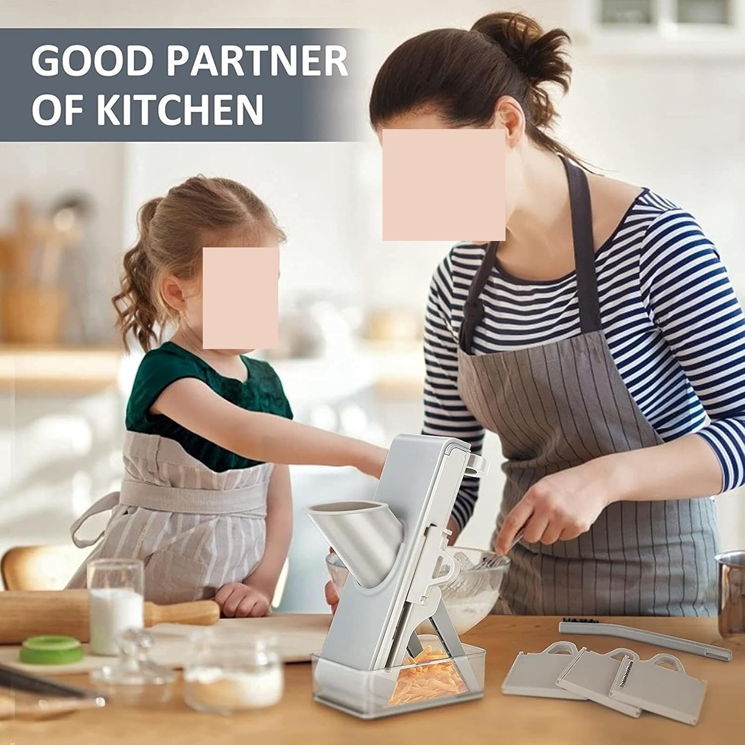 Mandolin slicer Mandoline Safe, for Vegetables Cutting Frozen Meal or Sausages Safe Slicer Mandoline, Slicer With Hand with Container, Thickness Adjuster Multi Blades,