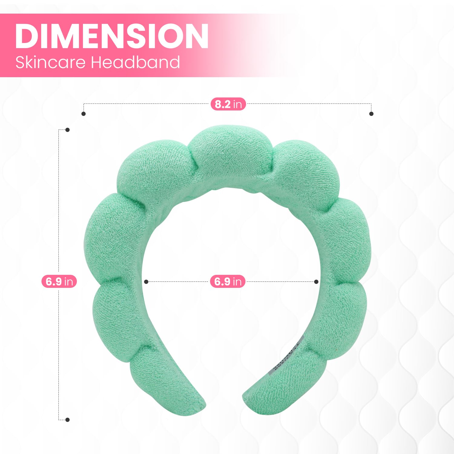 10 Pack Spa Headband and Wristband for Washing Face, Makeup and Skincare. Puffy Terry Cloth, Non Slip Get Ready Hairband for Women, Teens, Girls. Cute Hair Accessories. (Green)