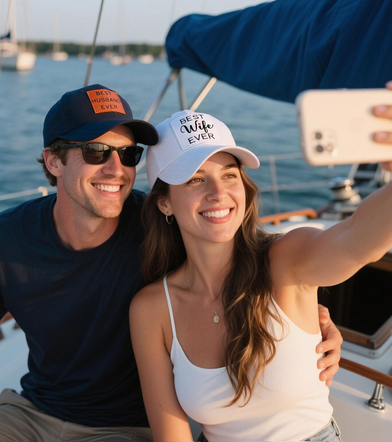 2 PCS Best Husband and Wife Hats for Men Women, Funny Adjustable Cotton Couple Baseball Cap - Image 3